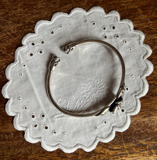 Vintage Flower Bracelet 925 Sterling Silver Cuff