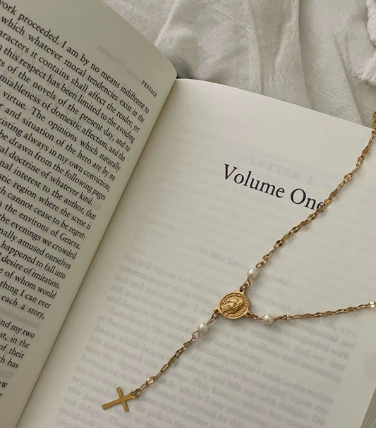 Pearl of Mercy Rosary necklace la