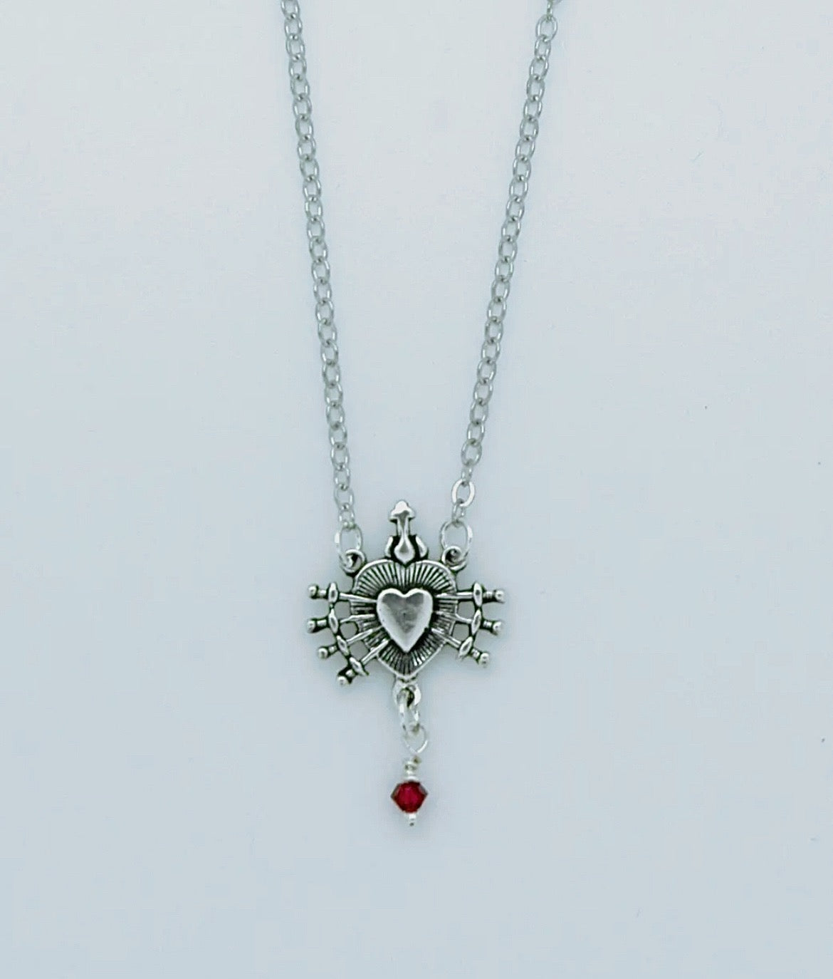 925 Sterling Silver Seven Swords Heart Necklace