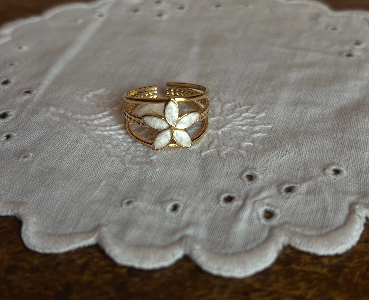 Moonlit Petal Ring