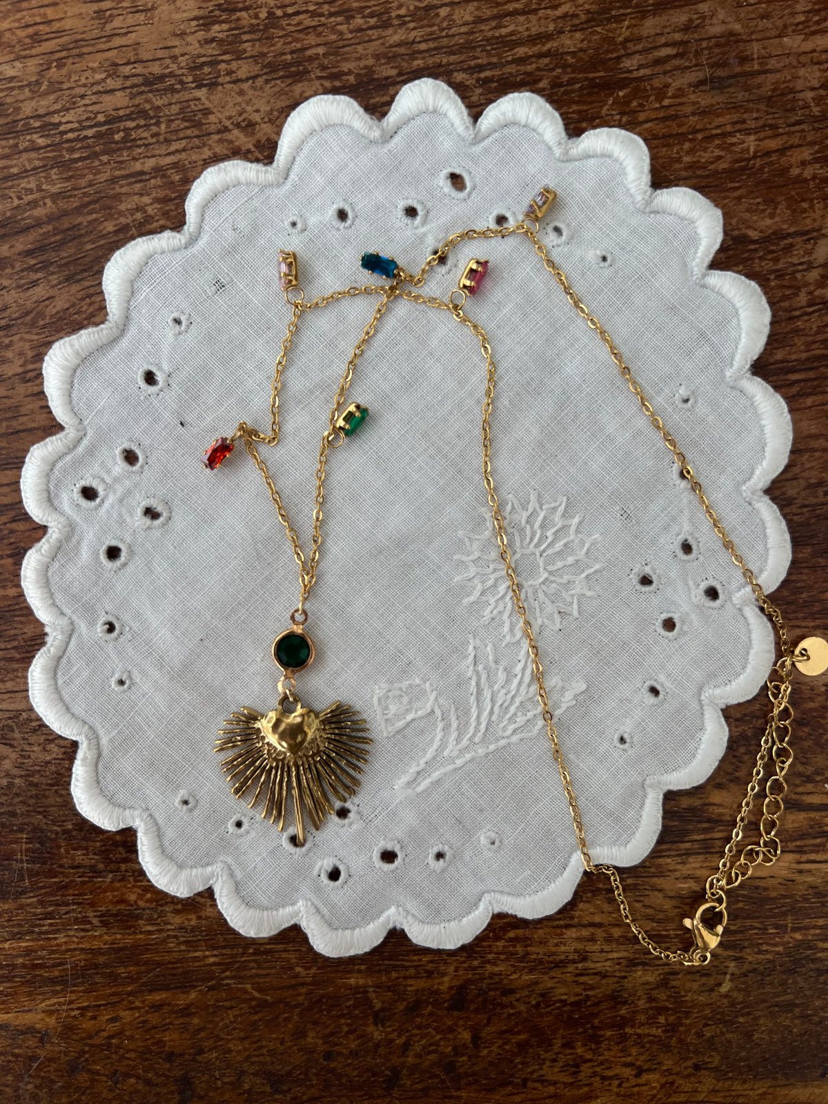 rainbow sacred heart necklace