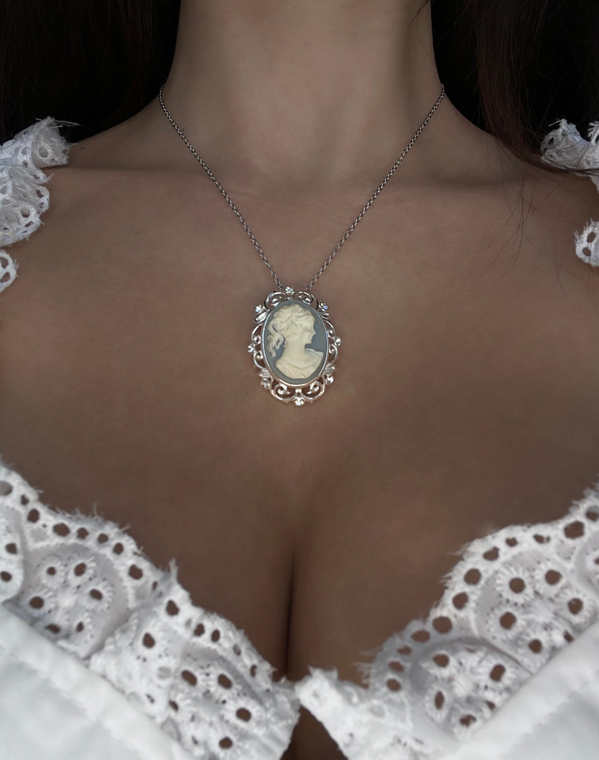 Blue Lady cameo necklace
