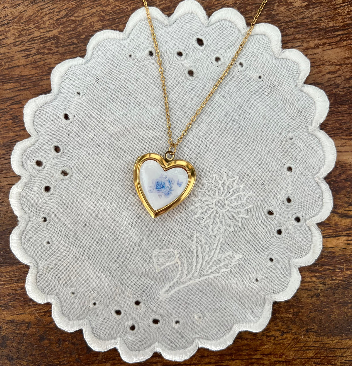Blue Babydoll heart locket