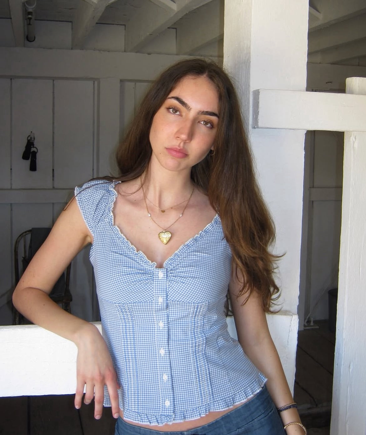 Gold heart locket necklace