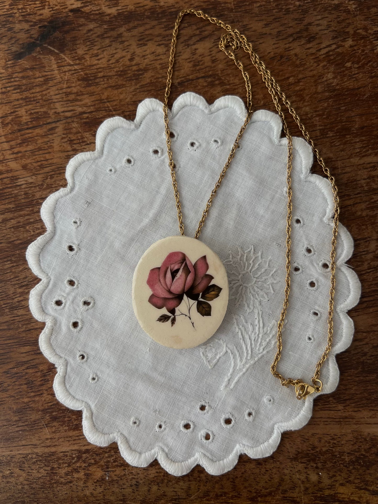 Porcelain rose necklace