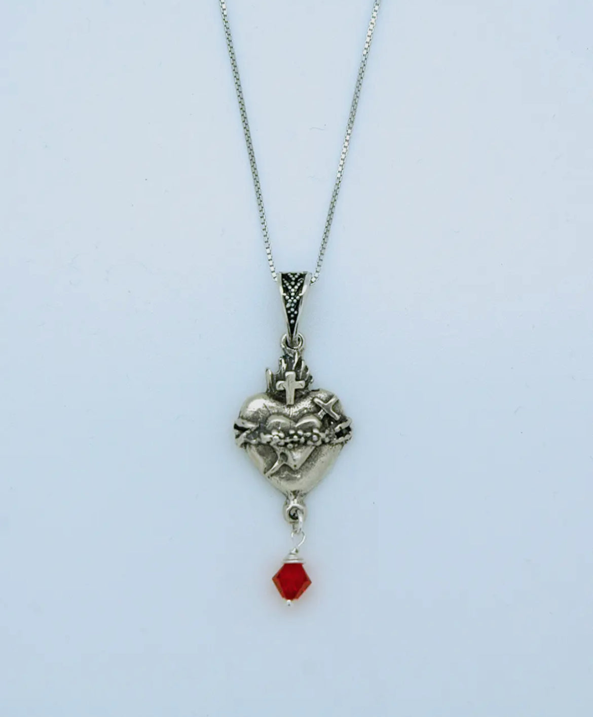 Sterling Silver Sacred Heart Sword necklace