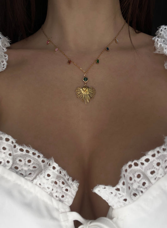 rainbow sacred heart necklace