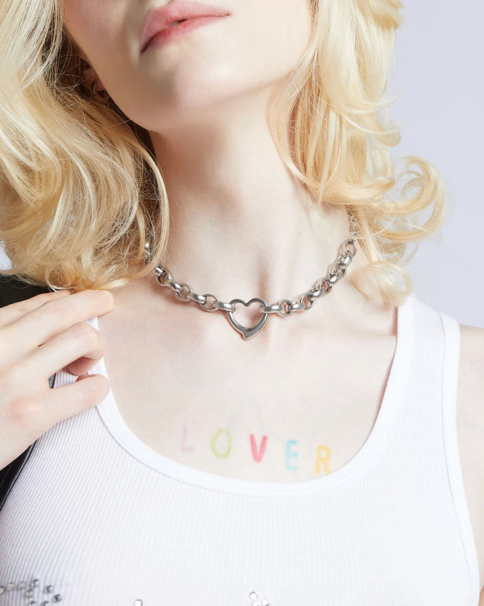 Lolita - Chunky Stainless Steel Heart Chain Choker