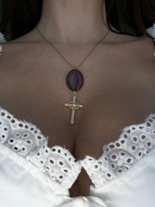 Purple Cross necklace