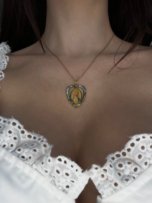 Virgin Mary heart pendant