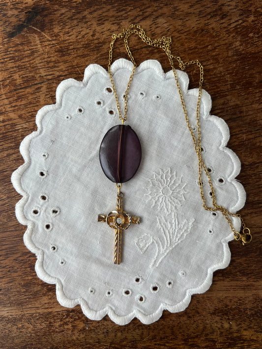 Purple Cross necklace