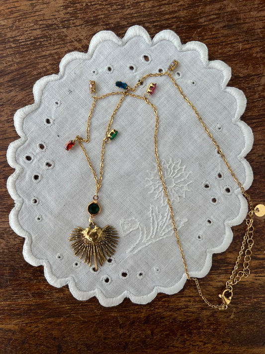 rainbow sacred heart necklace