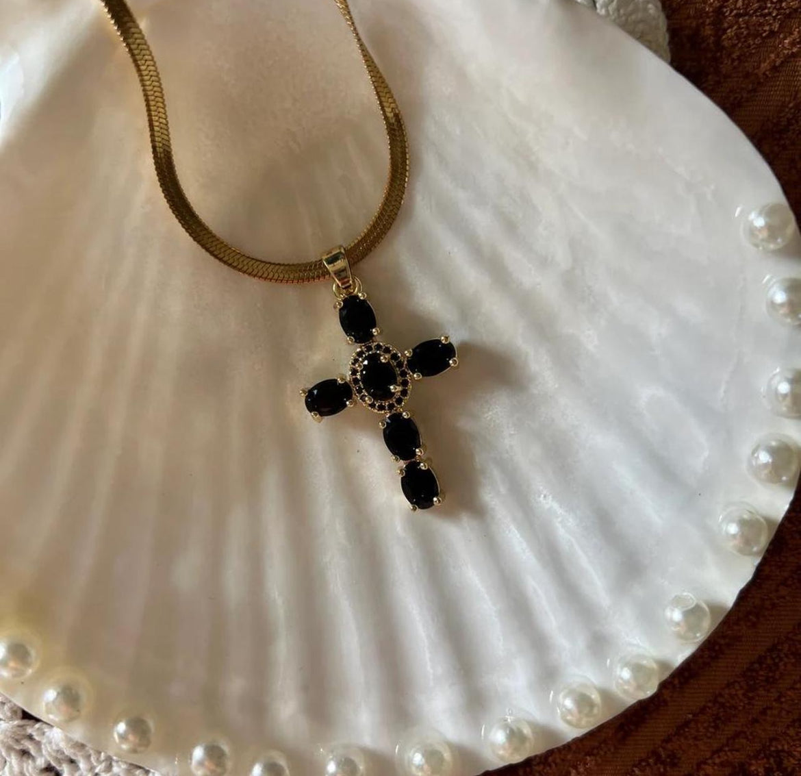 Black cross necklace