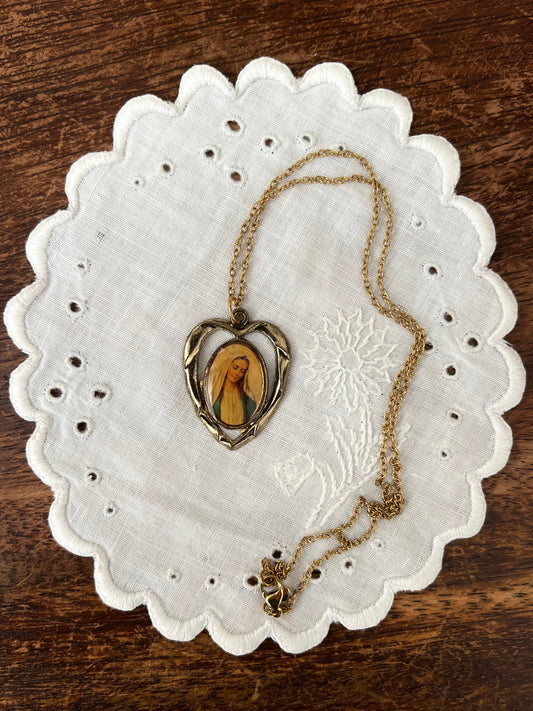 Virgin Mary heart pendant