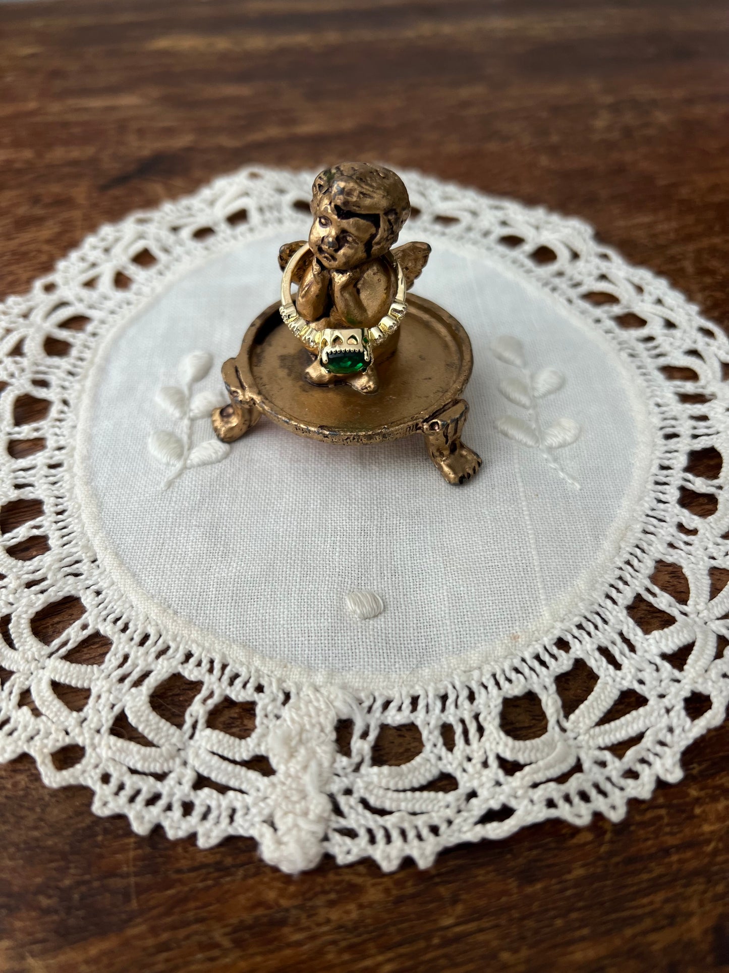 Gold Angel Cherub Ring Holder