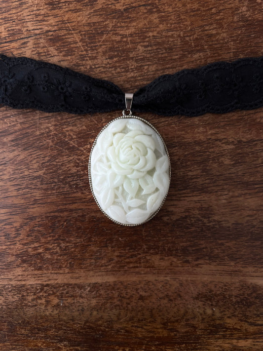The Winter Rose Cameo pendant