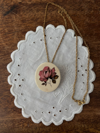 Porcelain rose necklace
