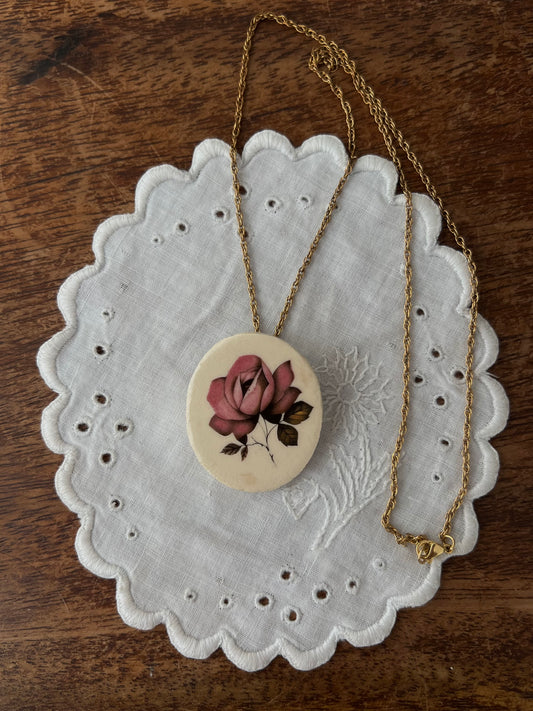 Porcelain rose necklace