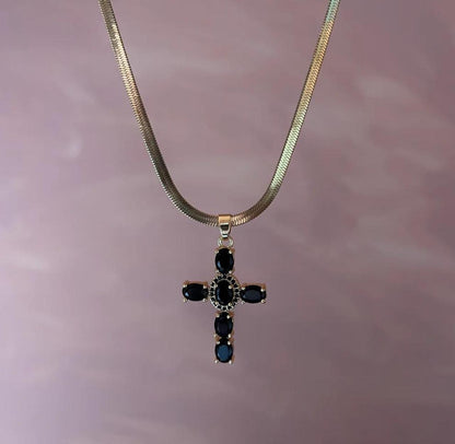 Black cross necklace