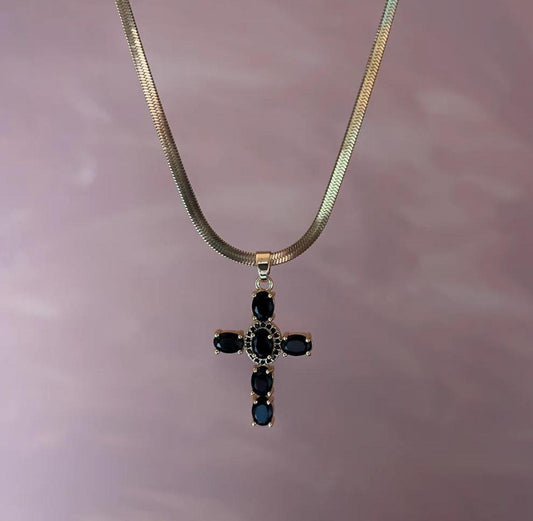 Black cross necklace