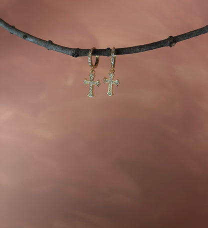 Zircon crosses earrings