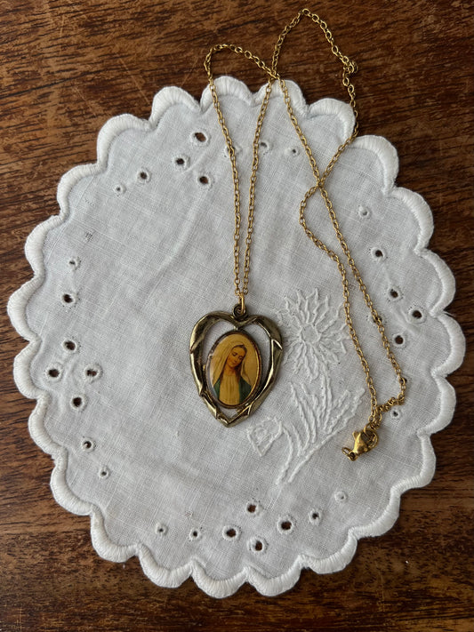 Virgin Mary heart pendant