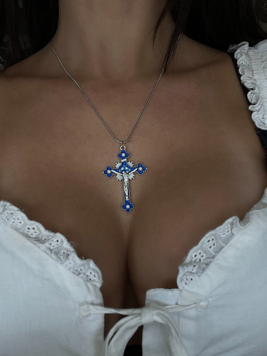 Miraculous Blue Cross necklace