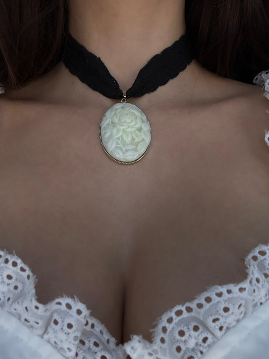 The Winter Rose Cameo pendant