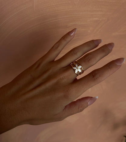 Moonlit Petal Ring