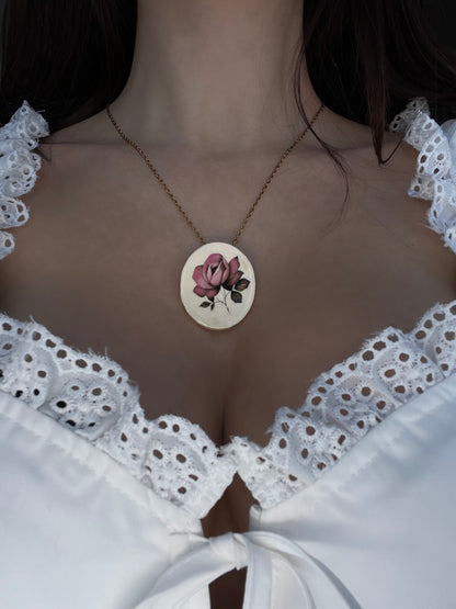 Porcelain rose necklace