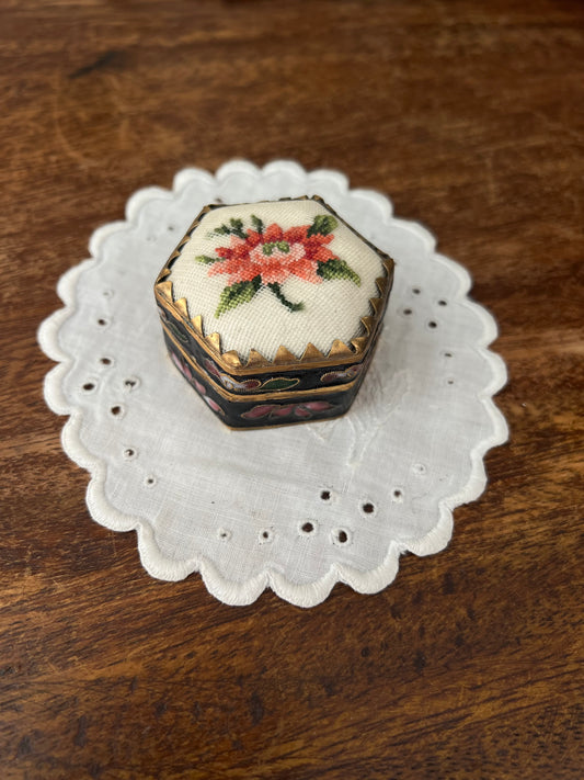 Embroidered trinket box
