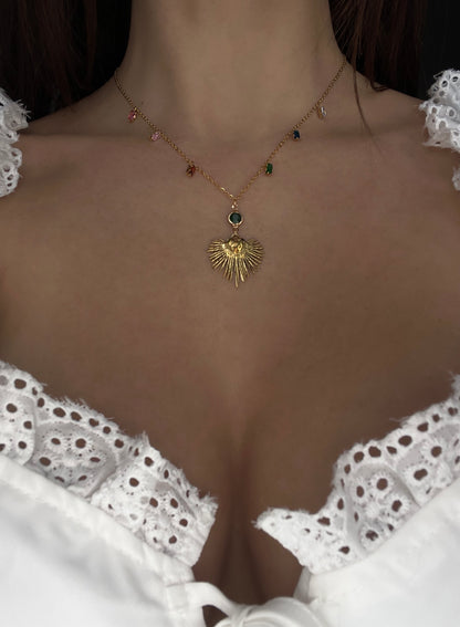 rainbow sacred heart necklace