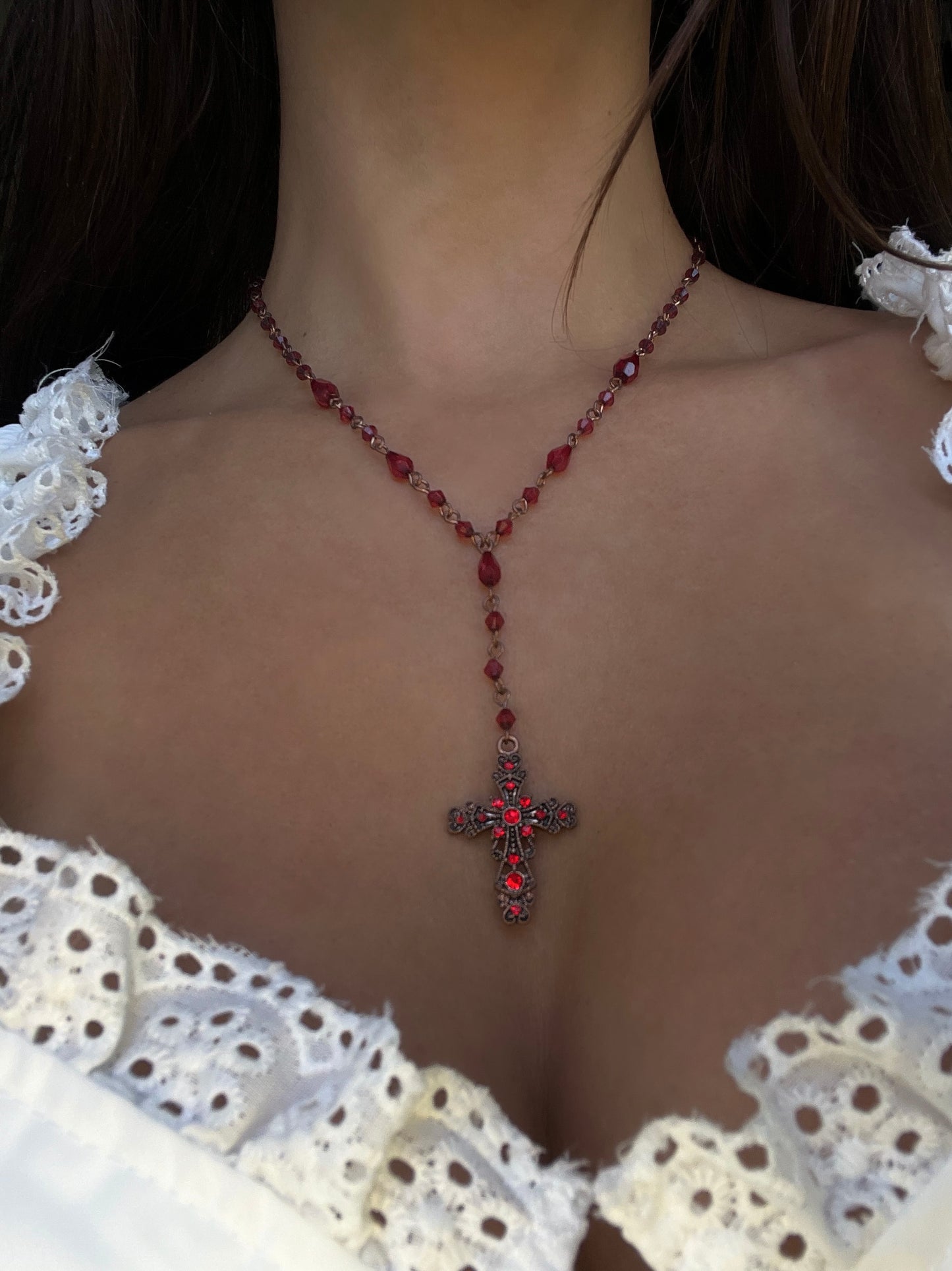 Blood moon cross necklace