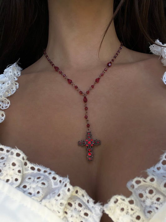 Blood moon cross necklace