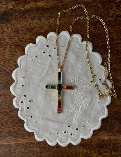Rainbow cross necklace